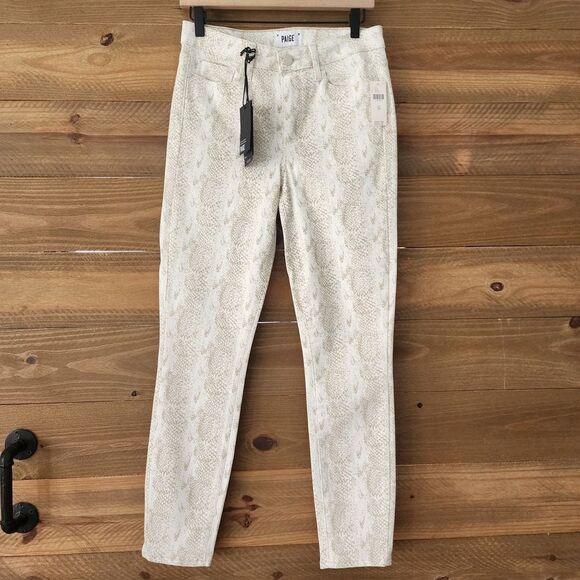 NEW Anthropologie Paige Hoxton Ankle‎ Skinny snake print jeans womens size 28 - Picture 1 of 7